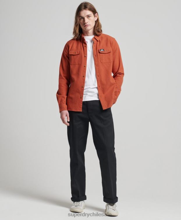 hombres Superdry naranja camisa de franela trailsman de algodón orgánico 2R68Z158