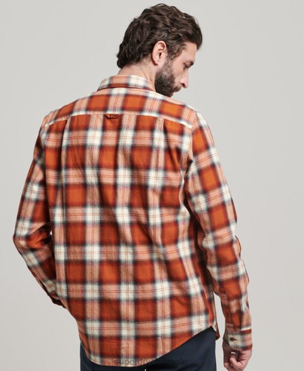 hombres Superdry naranja camisa estilo leñador vintage de algodón orgánico 2R68Z187