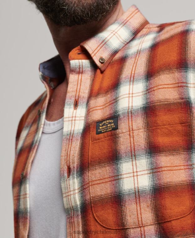 hombres Superdry naranja camisa estilo leñador vintage de algodón orgánico 2R68Z187