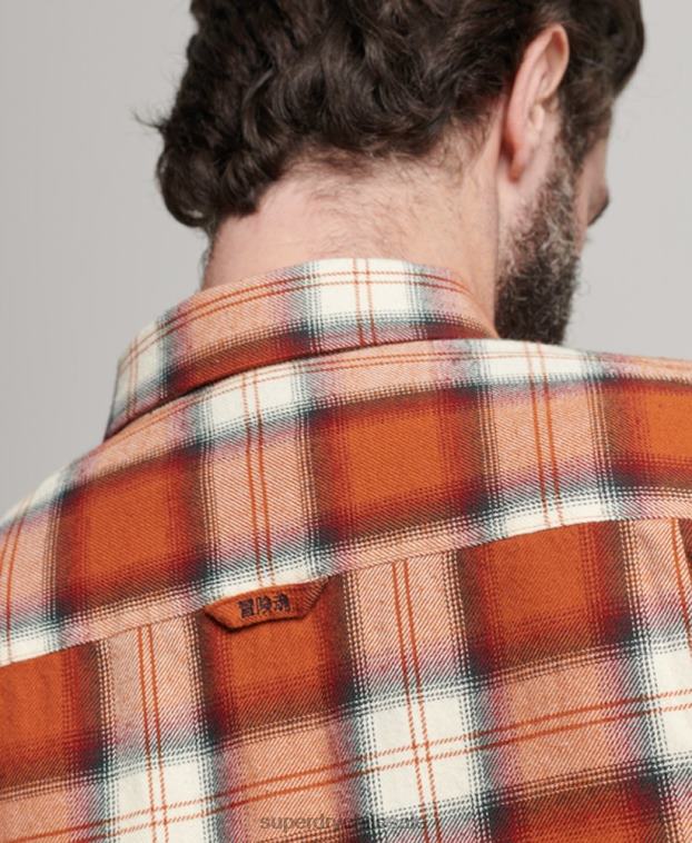 hombres Superdry naranja camisa estilo leñador vintage de algodón orgánico 2R68Z187