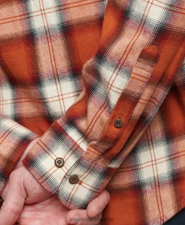 hombres Superdry naranja camisa estilo leñador vintage de algodón orgánico 2R68Z187