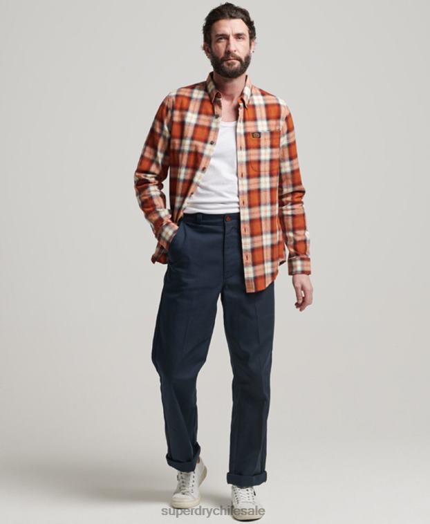 hombres Superdry naranja camisa estilo leñador vintage de algodón orgánico 2R68Z187