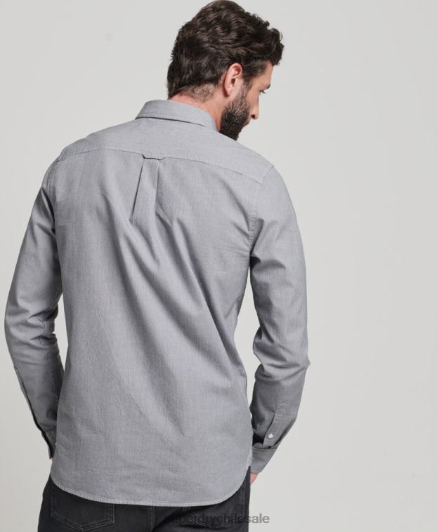 hombres Superdry negro camisa de algodón con microcuadros 2R68Z147