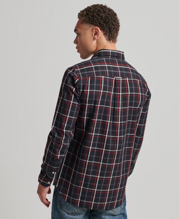 hombres Superdry negro camisa de vestir a cuadros 2R68Z151