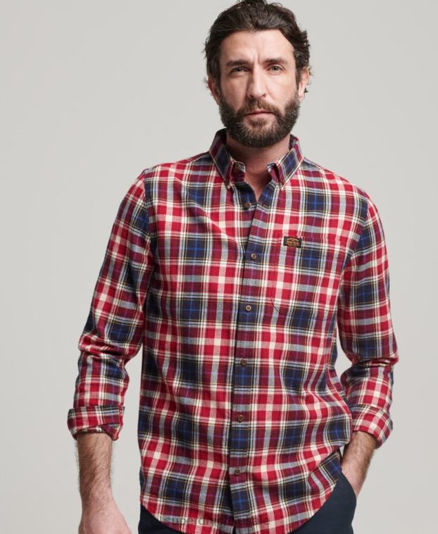 hombres Superdry rojo camisa estilo leñador vintage de algodón orgánico 2R68Z204
