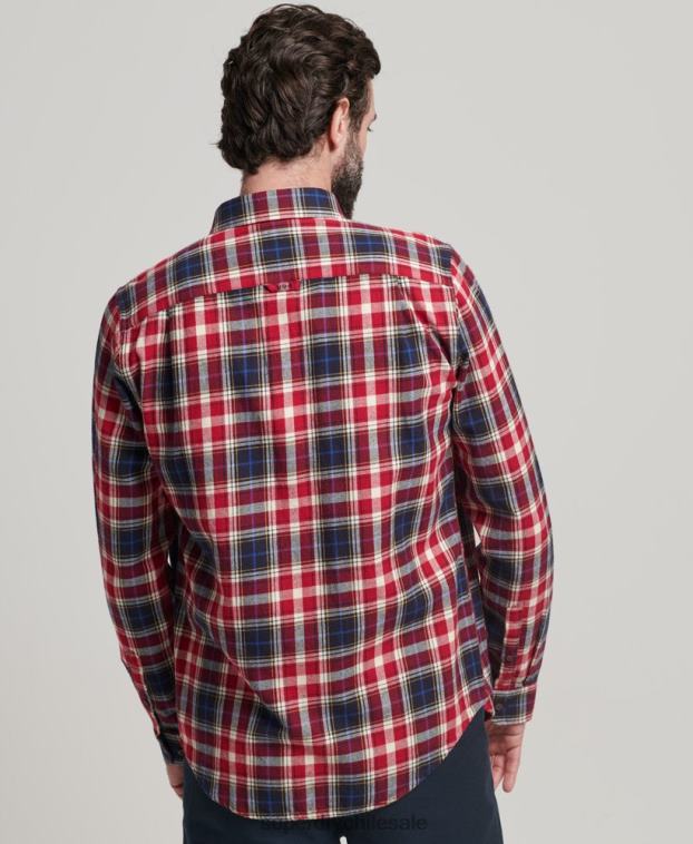 hombres Superdry rojo camisa estilo leñador vintage de algodón orgánico 2R68Z204
