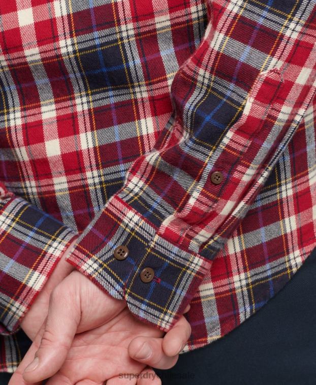 hombres Superdry rojo camisa estilo leñador vintage de algodón orgánico 2R68Z204