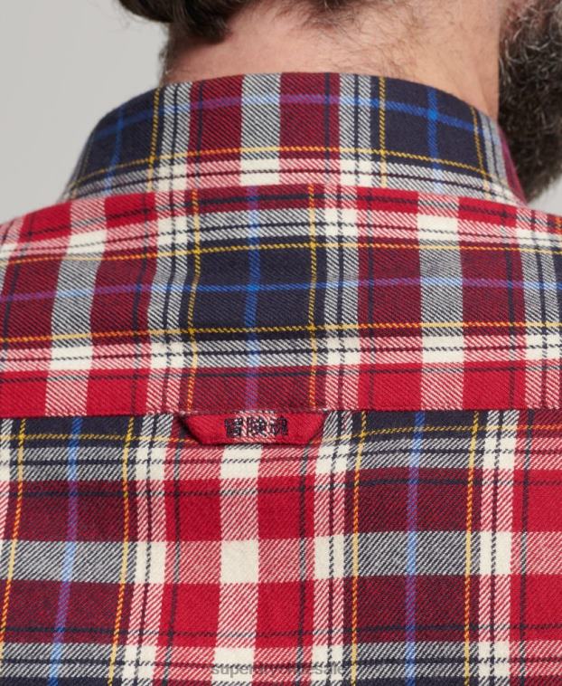 hombres Superdry rojo camisa estilo leñador vintage de algodón orgánico 2R68Z204