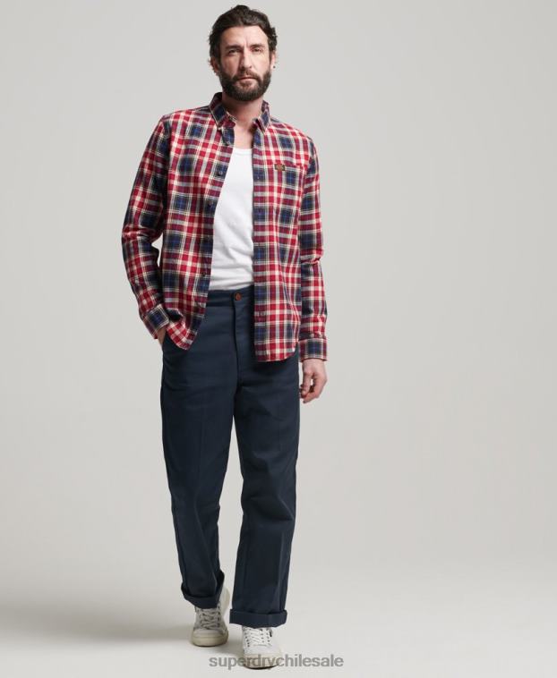 hombres Superdry rojo camisa estilo leñador vintage de algodón orgánico 2R68Z204