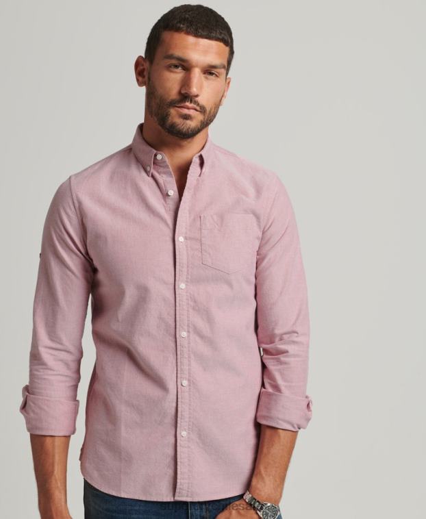 hombres Superdry rojo camisa oxford uni algodón orgánico 2R68Z207
