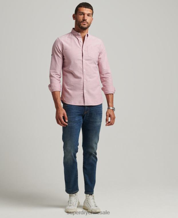 hombres Superdry rojo camisa oxford uni algodón orgánico 2R68Z207