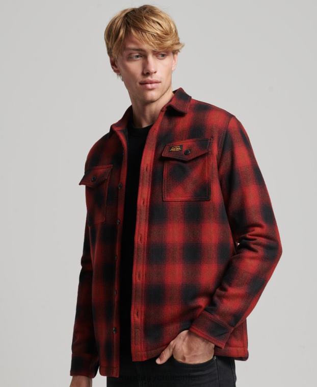 hombres Superdry rojo sobrecamisa de lana miller con forro de sherpa 2R68Z155