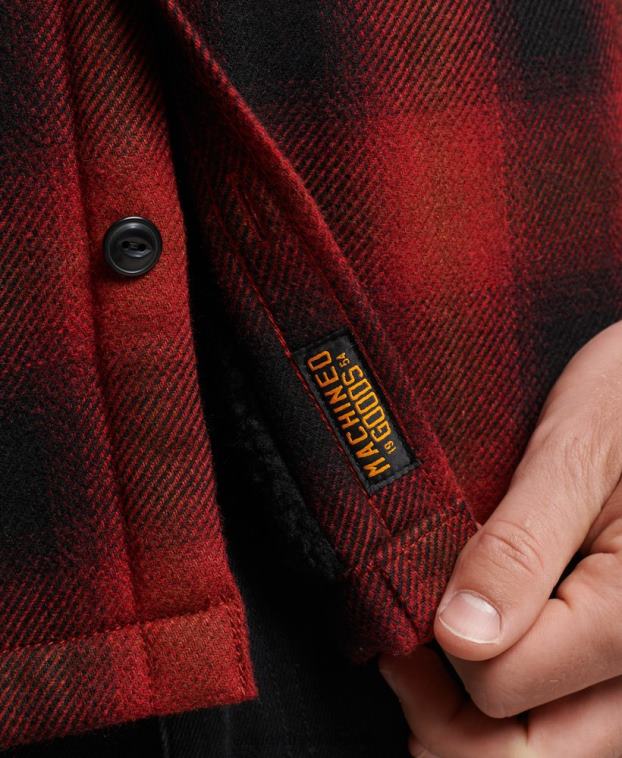 hombres Superdry rojo sobrecamisa de lana miller con forro de sherpa 2R68Z155
