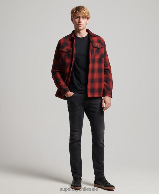 hombres Superdry rojo sobrecamisa de lana miller con forro de sherpa 2R68Z155