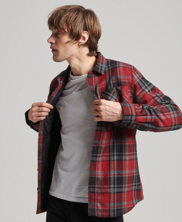 hombres Superdry rojo tienda comercial - sobrecamisa acolchada 2R68Z146