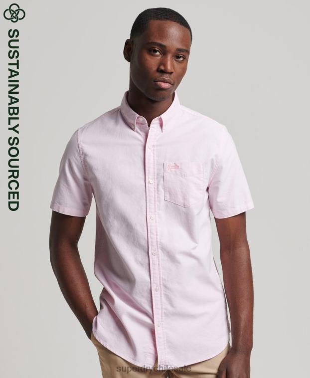 hombres Superdry rosa camisa de manga corta vintage oxford de algodón orgánico 2R68Z197