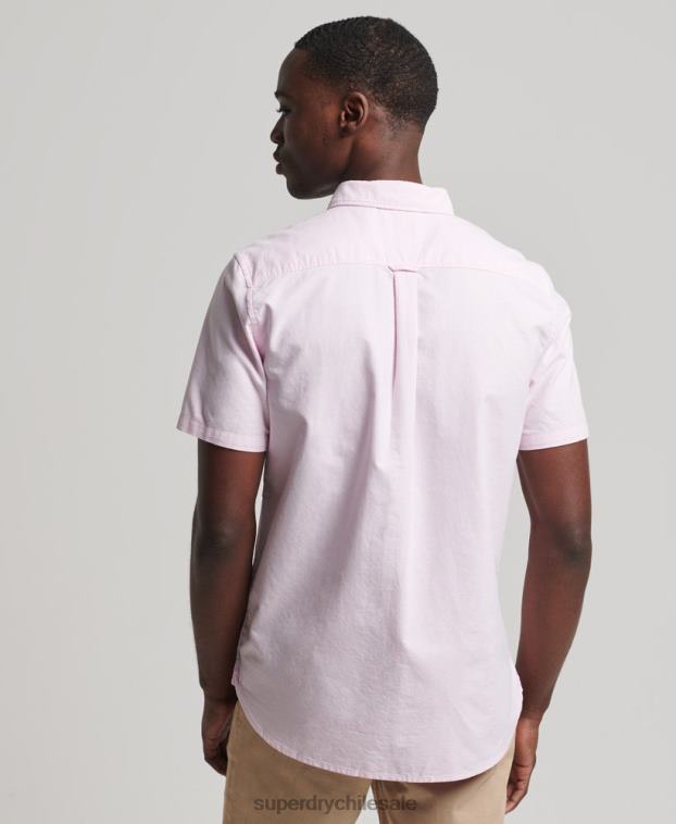 hombres Superdry rosa camisa de manga corta vintage oxford de algodón orgánico 2R68Z197