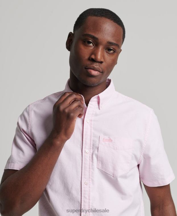 hombres Superdry rosa camisa de manga corta vintage oxford de algodón orgánico 2R68Z197