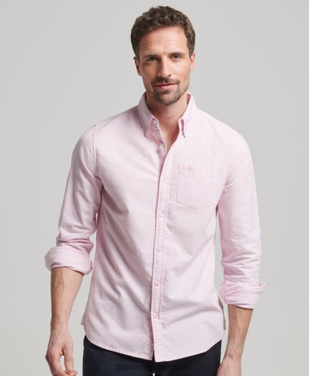 hombres Superdry rosa camisa oxford lavada 2R68Z126