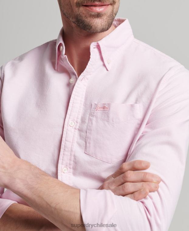 hombres Superdry rosa camisa oxford lavada 2R68Z126