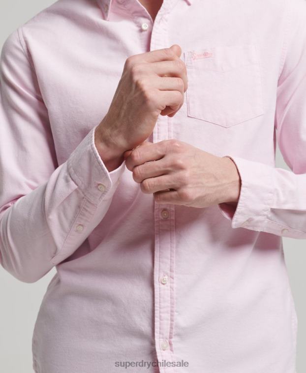 hombres Superdry rosa camisa oxford lavada 2R68Z126