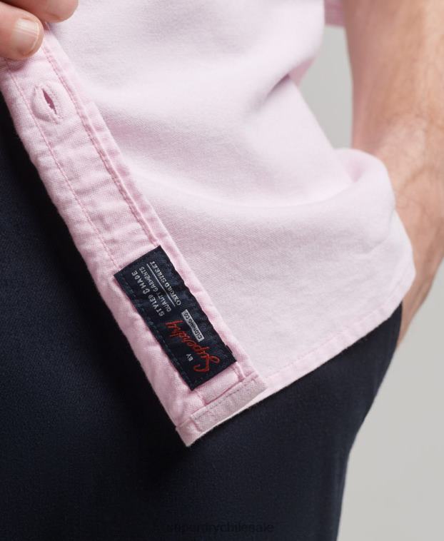 hombres Superdry rosa camisa oxford lavada 2R68Z126