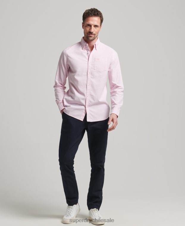 hombres Superdry rosa camisa oxford lavada 2R68Z126