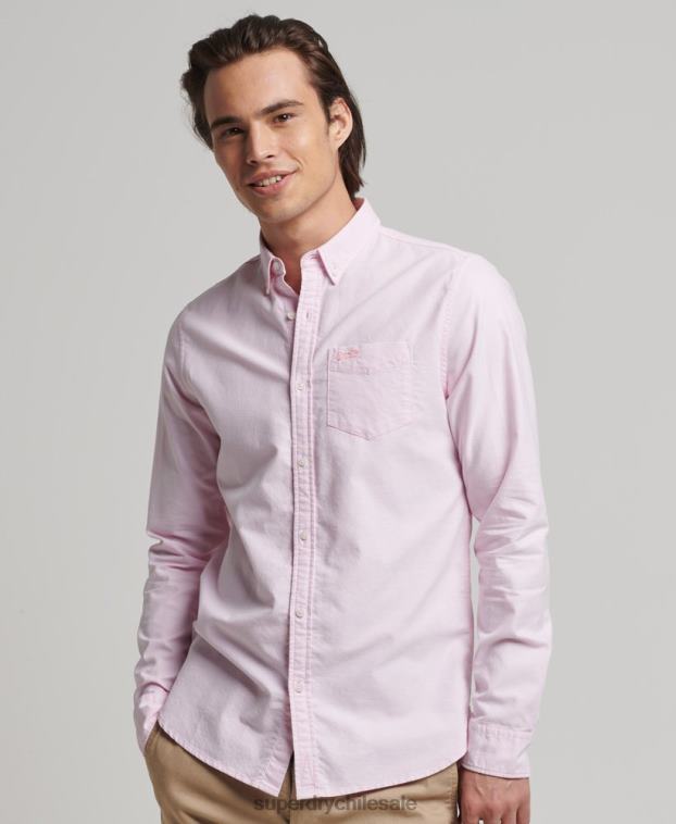 hombres Superdry rosa camisa oxford vintage de algodón orgánico 2R68Z209