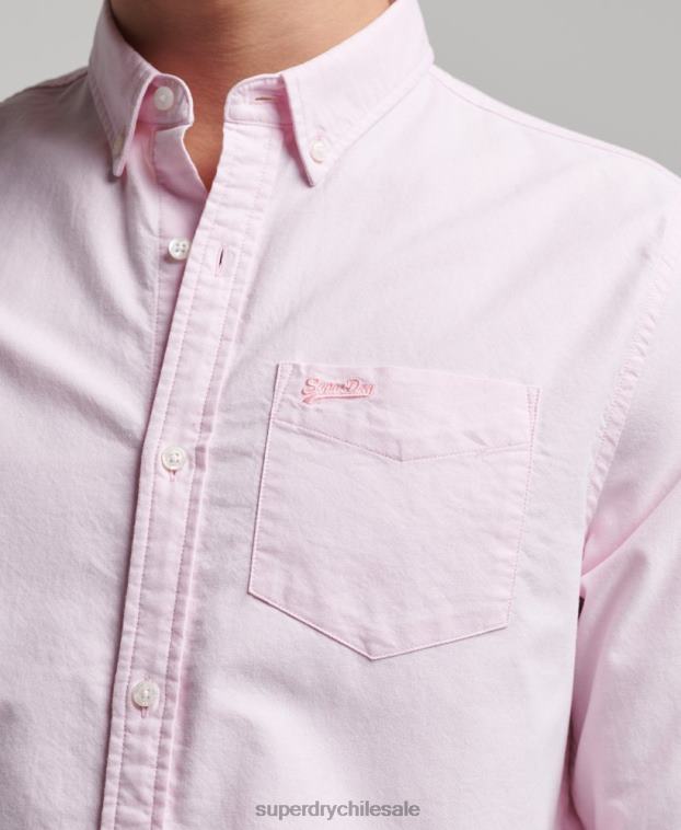 hombres Superdry rosa camisa oxford vintage de algodón orgánico 2R68Z209