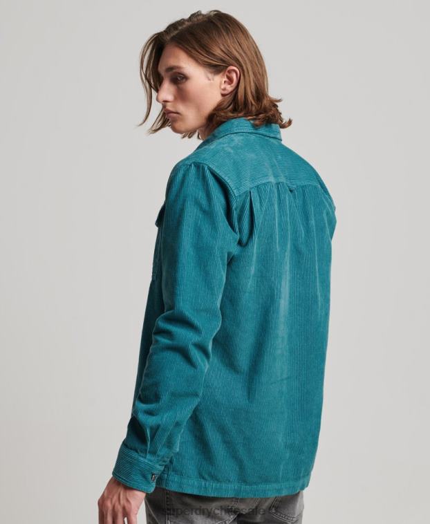 hombres Superdry turquesa sobrecamisa de pana vintage 2R68Z201