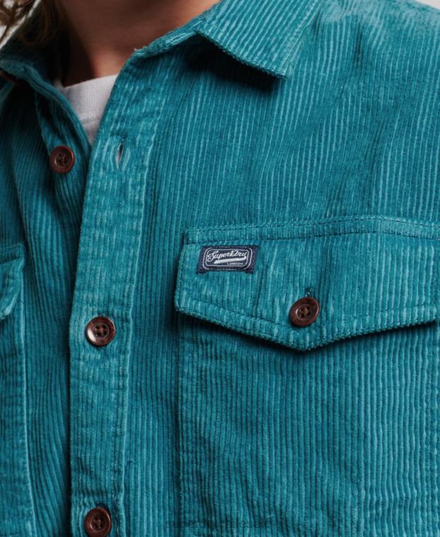 hombres Superdry turquesa sobrecamisa de pana vintage 2R68Z201