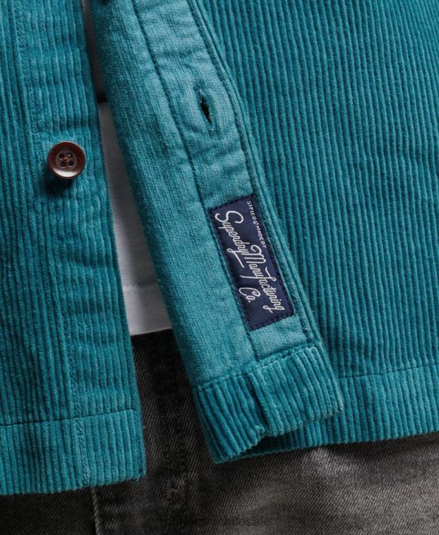 hombres Superdry turquesa sobrecamisa de pana vintage 2R68Z201