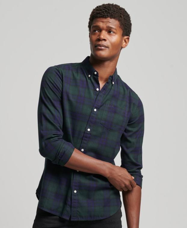 hombres Superdry verde camisa clásica con botones de Londres 2R68Z164