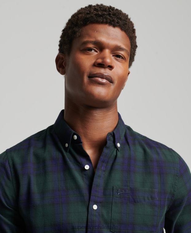 hombres Superdry verde camisa clásica con botones de Londres 2R68Z164