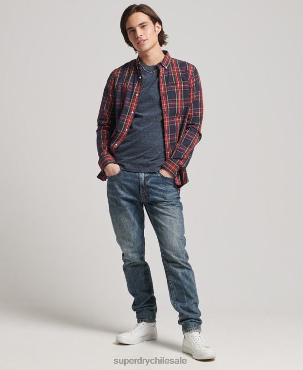 hombres Superdry verde camisa clásica londres de algodón orgánico con botones 2R68Z203