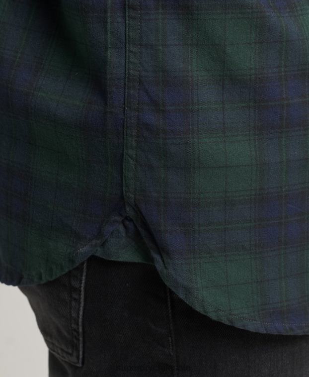 hombres Superdry verde camisa clásica londres de algodón orgánico con botones 2R68Z215