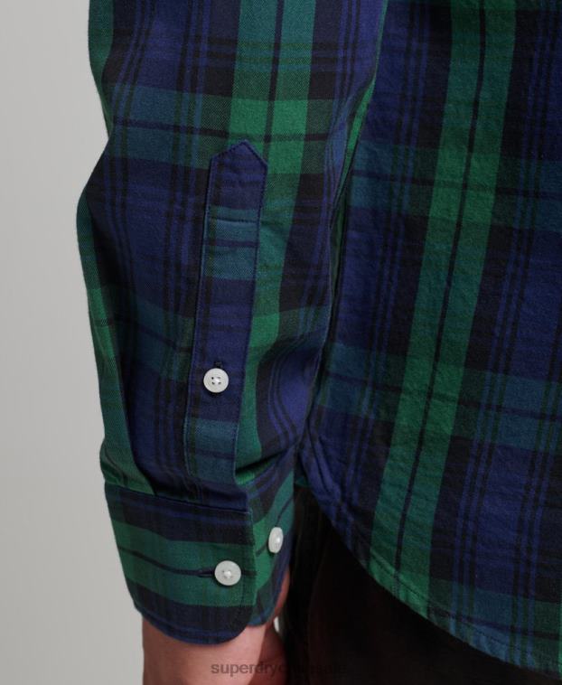 hombres Superdry verde camisa de vestir a cuadros 2R68Z159