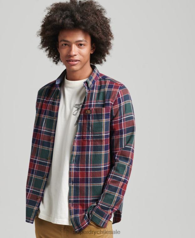 hombres Superdry verde camisa estilo leñador vintage de algodón orgánico 2R68Z160