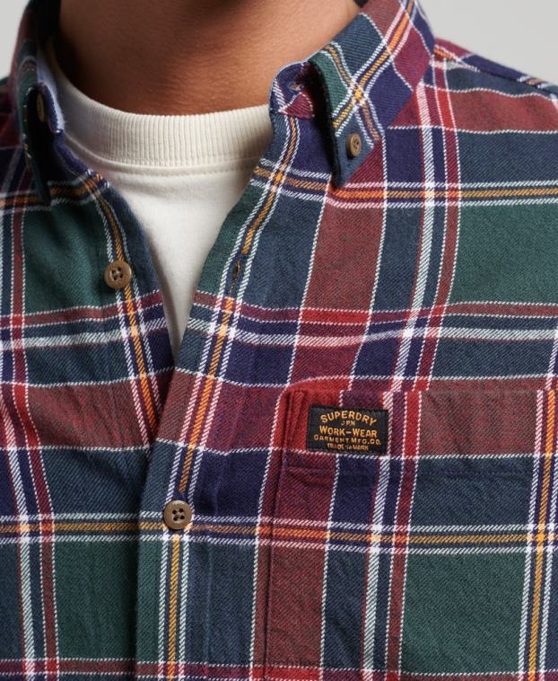 hombres Superdry verde camisa estilo leñador vintage de algodón orgánico 2R68Z160