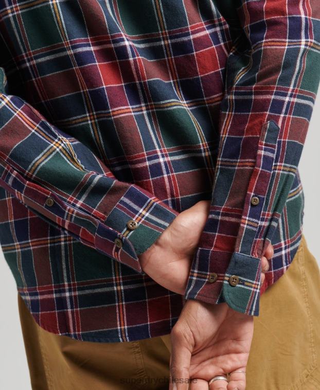 hombres Superdry verde camisa estilo leñador vintage de algodón orgánico 2R68Z160