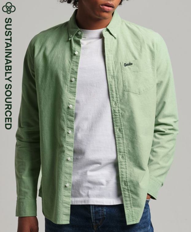 hombres Superdry verde camisa oxford vintage de algodón orgánico 2R68Z6473