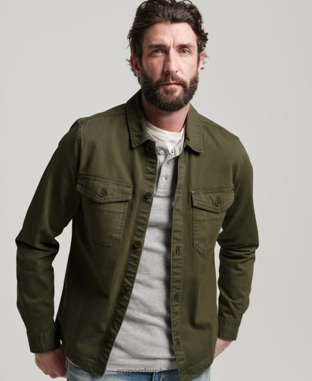 hombres Superdry verde tienda comercial - sobrecamisa de espiga 2R68Z139