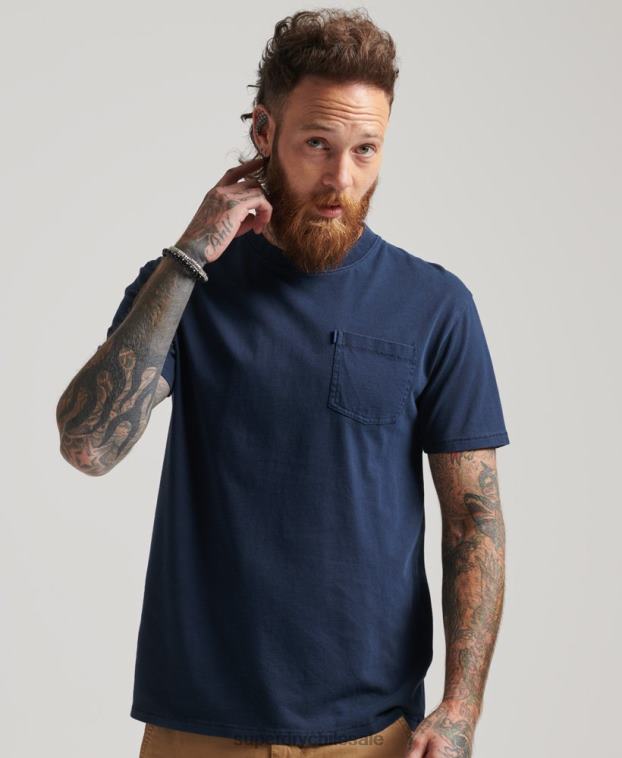hombres Superdry Armada camiseta de algodón orgánico con bolsillo 2R68Z4812