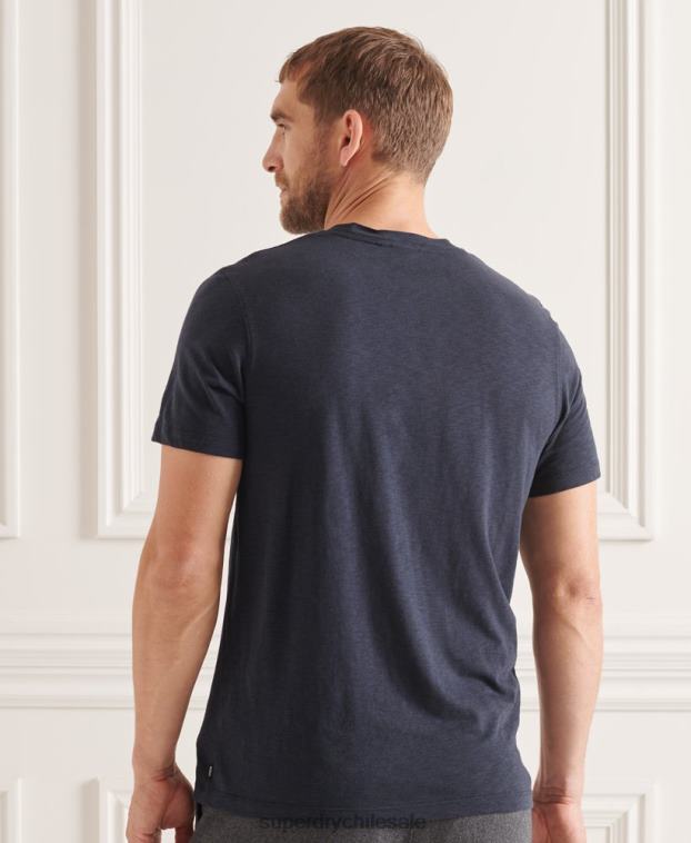 hombres Superdry Armada camiseta de algodón orgánico con cuello redondo y bolsillo flameado 2R68Z4871