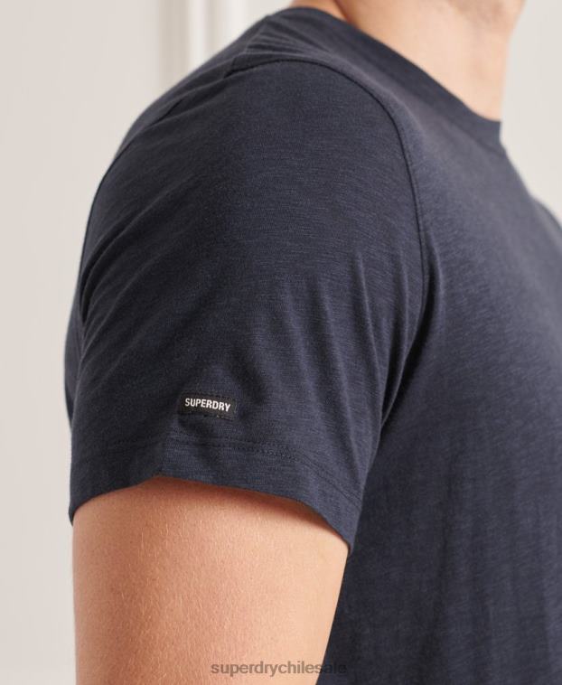 hombres Superdry Armada camiseta de algodón orgánico con cuello redondo y bolsillo flameado 2R68Z4871
