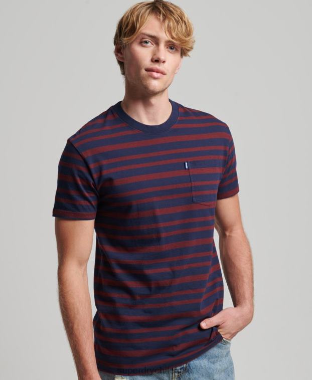 hombres Superdry Armada camiseta de algodón orgánico con rayas del logo 2R68Z4825