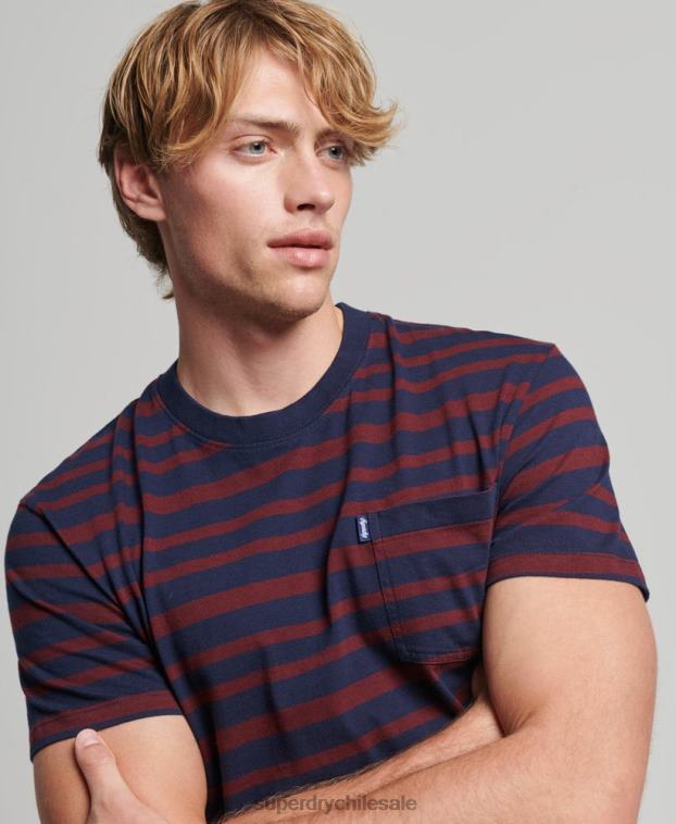hombres Superdry Armada camiseta de algodón orgánico con rayas del logo 2R68Z4825