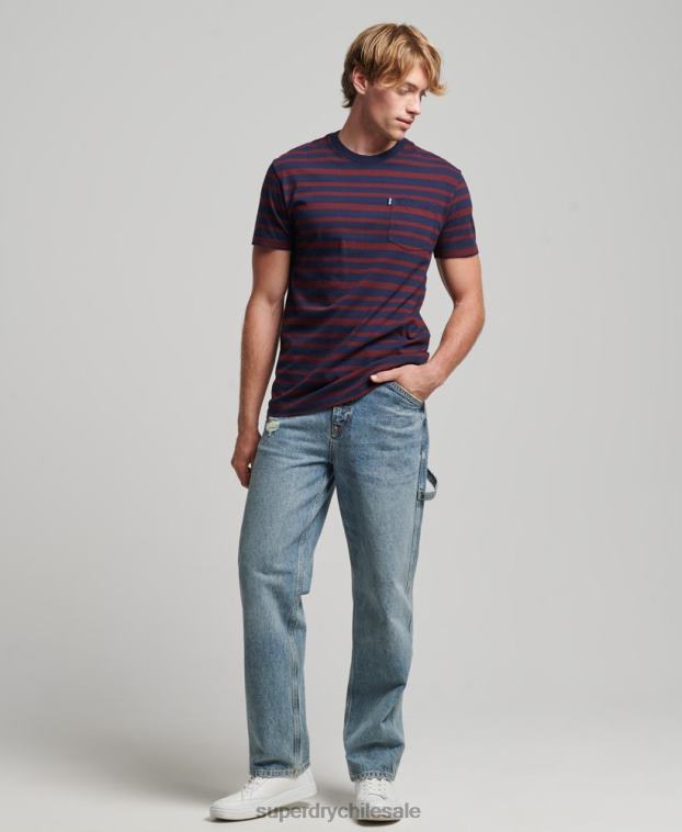 hombres Superdry Armada camiseta de algodón orgánico con rayas del logo 2R68Z4825