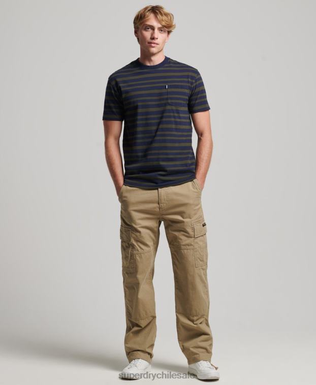 hombres Superdry Armada camiseta de algodón orgánico con rayas del logo 2R68Z4906