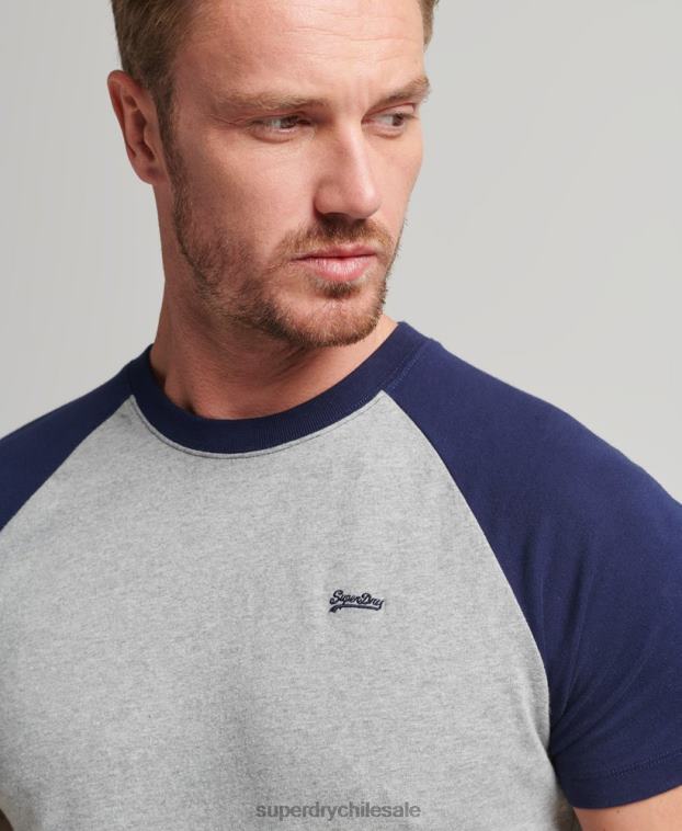 hombres Superdry Armada camiseta de béisbol con logo esencial de algodón orgánico 2R68Z4868